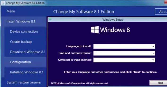 change my software 8.1 edition